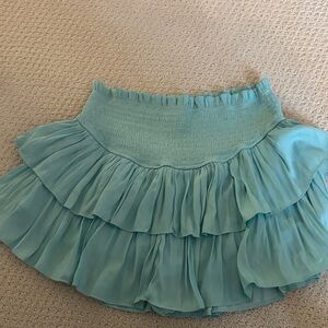 Mustard Seed Aqua Ruffled Mini Skirt